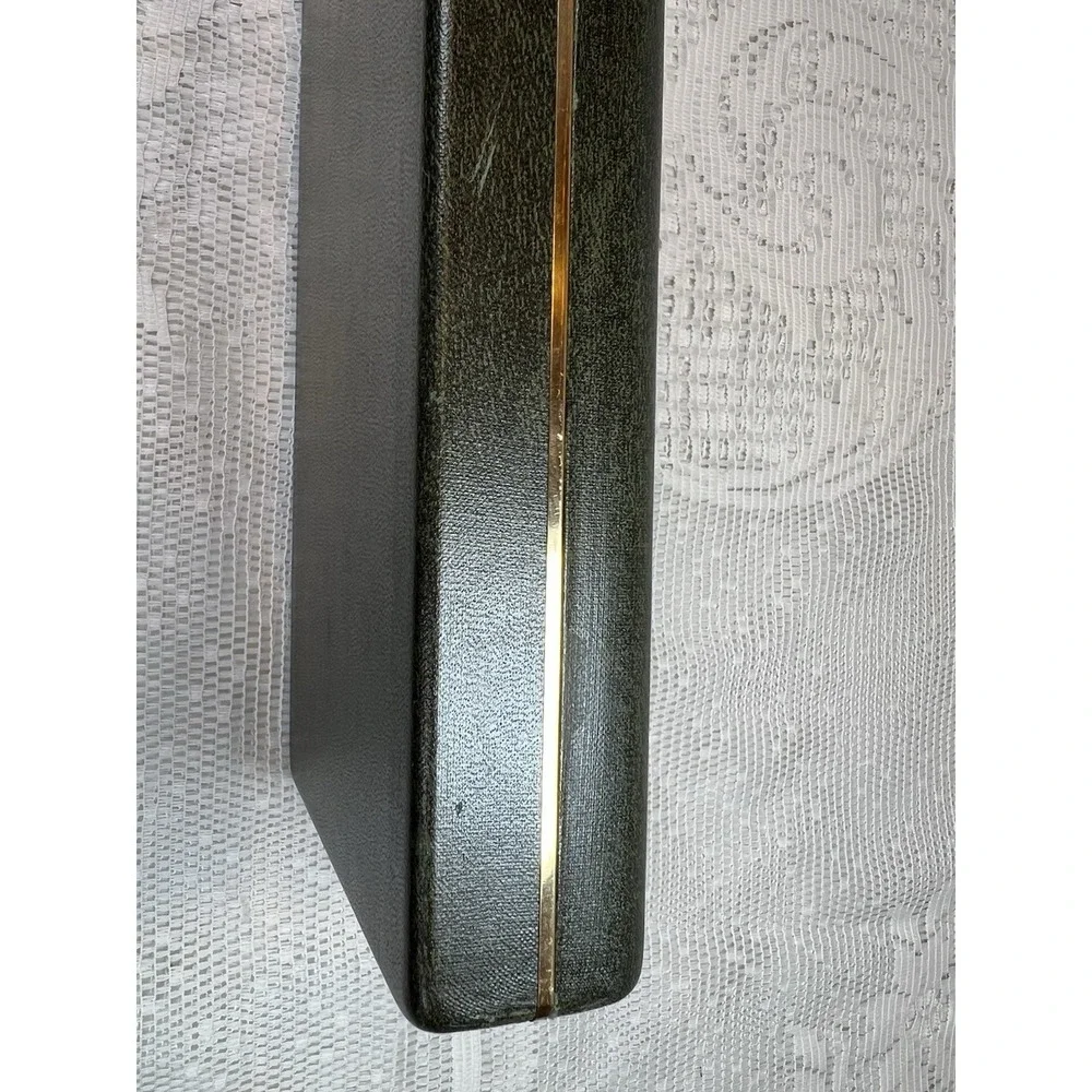 Vintage Dante‎ Men's Valet Jewelry Box Faux Leather Gold Crest Mid-Century